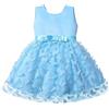 Generic Abito da Bambina Senza Maniche con Ricamo a Farfalla in Tulle con Fiocco in Tulle, Abito da Spettacolo, Abito da per Feste, Abito da Sposa per Bambini Vestitino Azzurro Bambina