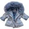 Generic Cappotto con Cappuccio per Bambini Cappotto e Giacca in Pile per Bambina in Denim Spesso Giaccone Invernale Impermeabile