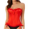 Generic Corsetto da Corte con Fiocco in Pizzo, Corpetto Rosso, Corpetto Sexy Top E Gonne Completo Sexy