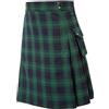 Briskorry Pattini scozzesi kilt con cerniera a vita alta, gonna retrò, gonna scozzese, skater, slim gita Gonne con tasche a contrasto, patchwork traspirante, Verde 1, XL