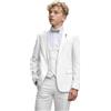 Leader of the Beauty Ragazzi Abito Da Sposa In Lino Ragazzi Suit Outfit 3pcs Bambini Smoking Per Bambini Partito Prom Abiti Bianco Ragazzi Suit Plaid Suit, bianco, 10 anni
