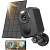 BEENOZO 2K Solare Telecamera Wi-Fi Esterno Senza Fili, Videocamera Sorveglianza WiFi Interno Batteria con Allarme, Rilevamento Movimento PIR, Visione Notturna a Colori, 2 Vie Audio