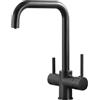 Vuadzren Rubinetto Cucina 3 Vie per Sistemi Osmosi, Rubinetto Lavello Cucina Con 2 Leve, Miscelatore Cucina in ottone con Beccuccio Girevole a 360 ° con G3/8 Connessione (nero)