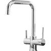 Vuadzren Rubinetto Cucina 3 Vie per Sistemi Osmosi, Rubinetto Lavello Cucina Con 2 Leve, Miscelatore Cucina in ottone con Beccuccio Girevole a 360 ° con G3/8 Connessione (cromo)