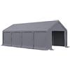 Outsunny Tendone da Esterno per Feste 8x4m con 2 Porte a Cerniera, Gazebo da Giardino con 8 Pannelli Rimovibili, per Cortile e Patio, Grigio Scuro