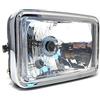 Alchemy Parts Faro rettangolare per moto da 12 V in stile retrò in nero lucido | Marchio E/Omologato | Abbaglianti e anabbaglianti con luce di posizione