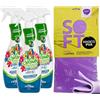 FEI FAN SET PULIZIA: 3x Detergente Multiuso Spray, Il Profumatore Igienizzante Superconcentrato, FRESCHEZZA DI MONTAGNA, Rimuove Germi e Batteri, 48h Di Pulito Profumato 750ml + Panno In Lattice SOFT 30x30