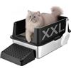 Lifewit Lettiera Gatto in Acciaio Inox, XXL Aperta Toilette per Gatti con Pala e Pedale, Lettiera Gatto per Soggiorno, Camera da Letto, 60 x 40 x 30 cm, Nero