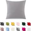 ATsense Federe Cuscino Letto Set Di 2, 40x40 cm 100% Cotone, Federe Cuscino Con Cerniera, Federa Morbidissima, Certificata Oekotex, Adatta a Chi Soffre Di Allergie, Grigio Chiaro