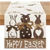 Miuyunya Lino Runner da Tavolo Pasqua 180 x 40 cm Runner Pasqua Tavola Beige Moderno Lino Runner da Tavolo Lavabile Coniglietto Decorazioni per Tovaglie da Pranzo, Ristorante, Festa di Pasquale