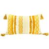 LIGICKY Federa decorativa per cuscino lombare, stile bohémien, colore giallo e bianco, 30 x 50 cm, rettangolare, con nappe intrecciate a mano, per divano, letto, soggiorno