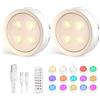 Onumii Luce Sottopensile Cucina LED Ricaricabile Batteria Luci con Telecomando Senza Fili Lampada con Magnete Cangiante di Colore per Vetrina Armadio Scaffali (2pcs Bianco)