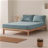 GAMUSI Lenzuolo con angoli per letto 105 x 200 x 30 cm, 100% cotone, traspirante, regolabile, colore blu