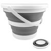 Maxentico Secchio Lavapavimenti(Grigio), 10 Litri Bacinella Catino Pieghevole Bucato, Sabbia Mocio Portatile Secchiello, Plastica Richiudibile Pulizia Secchio, per Pulizie Bucato Campeggio Pesca