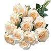 RXKFIGX 12 Pezzi Rose Fiori Artificiali Bouquet di Fiori di Seta Artificiale Rose Champagne Finte in Seta Artificiale per Matrimoni Home Office Cucina Ufficio Giardino（Champagne）
