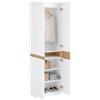 SoBuy Armadio Guardaroba Salvaspazio 2 Ante - Scarpiera Alta Ingresso con Appendiabiti e Ripiani - Mobile Multiuso per Cameretta, Camera da Letto - Bianco 61x30x192cm - KSB01-W