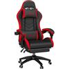 Vinsetto Sedia da Gaming Ergonomica in Pelle PU e Acciaio con Poggiatesta e Altezza Regolabile, Poltrona Gaming con Schienale Reclinabile e Cuscino Lombare, 65x65x121-129 cm, Nero e Rosso