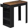 WOLTU Tavolo da Bar, Bancone da Bar con 1 Cassetto e 3 Ripiani, Tavolo Penisola per Cucina, per Pub, Bistrot, in Legno Ingegnerizzato, Marrone Rustico + Nero, 100x50x100cm