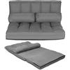 GYMAX Divano Pieghevole a Terra, 6 Posizioni Regolabili dello Schienale, con 2 Cuscini Rimovibili e Lavabili, per Soggiorno, Camera da Letto, 180x113x15-61 cm (grigio)