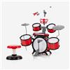 KOMFOTTEU Batteria per bambini con sgabello, batteria jazz con microfono, tastiera a 8 tasti, 5 tamburi, 2 bacchette, connettore MP3, strumento a percussione per bambini oltre 3 anni
