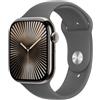 Apple Watch Series 10 GPS + Cellular 46mm Natural Titanium Case with Stone Grey Sport Band - S/M