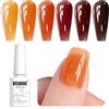 Vishine Amber Jelly Crystal Gel per unghie, collezione di smalto per unghie traslucido effetto tartaruga, colore corallo rosso, arancio bruciato, grigio, marrone ambra, 6 colori UV LED, kit per arte