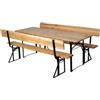 EuroGarden Set birreria da giardino pieghevole eurogarden in legno e metallo due panche con schienale e tavolo 200x70 cm