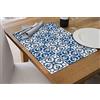 Il Gruppone Passione Casa Tovagliette Americane in PVC Set di 2/4/6/8 pz da Tavola Antiscivolo in Vinile Anche per Hotels, Bar e Ristoranti - Mattonella Blu - 4 Pezzi
