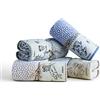 OM DOLCE CASA Coppia Asciugamani Viso e Ospite con Ricamo Segno Zodiacale 100% Cotone Idea Regalo Produzione Italiana (Blu, Leone)