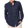 Amirante Antica Sartoria Napoletana Camicia uomo in puro lino collo coreano slim fit color blu Made in Italy