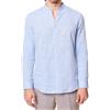 Amirante Antica Sartoria Napoletana Camicia uomo in puro lino collo coreano slim fit color azzurro Made in Italy