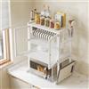 BAKAJI Scaffale Credenza Porta Microonde con Vetrinetta in Metallo Bianco 57x37x76cm
