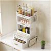BAKAJI Scaffale Scaffalatura Credenza in Metallo con Doppia Vetrinetta e Cassetto Bianco