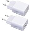 MUTTO - Caricabatterie USB da parete universale da 5 V 2 A/10 W con 2 porte, presa USB compatibile con tutti i tipi di gadget e smartphone, colore: Bianco