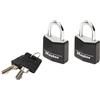 Master Lock 9120EURTBLK Confezione da 2 Lucchetto a Chiave in Alluminio Rivestito, Nero, 2 x 3.4 x 1.4 cm