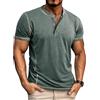 LAOARA T Shirt Uomo Maglietta Magliette Manica Corta Cotone Tshirt Estivo Bottoni Scollo a V Slim Fit Verde 3XL