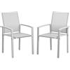 Outsunny Set 2 Sedie da Giardino Impilabili con Seduta Traspirante, in Acciaio e Textilene, 56x58x89 cm, Grigio Chiaro