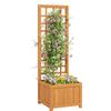 Outsunny Fioriera con Traliccio per Rampicanti con Foro di Drenaggio e Fodera, in Legno, 40x40x120 cm, Marrone