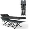 Outsunny Lettino da Campeggio Pieghevole con Poggiatesta Inclinato e Materasso Rimovibile, 196x68x37 cm, Nero