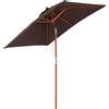 Outsunny Ombrellone Rettangolare Inclinabile 2x1.5 m con 6 Stecche e Apertura a Corda, in Bambù e Poliestere Caffè