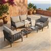 MIlani Home ESCONDIDO - salotto con struttura in alluminio antracite e corda in pvc, tavolino effetto pietra