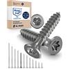 NietFullThings Vite a testa svasata TORX V2A in acciaio inossidabile 4-mm di spessore - Lunghezza della vite di 50-mm - 25 pezzi - Filettatura parziale di 30-mm Vite per legno 4x50