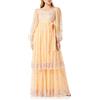 Frock and Frill Abito Ricamato Floreale Vestito per Occasioni Speciali, Mandorla, 44 Donna