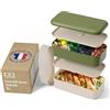 MONBENTO - Porta Pranzo Materiale Riciclato MB Original Olive Recycled Made in France - 2 Scomparti Ermetici - Lunch Box Ideale Ufficio/Picnic/Meal Prep - Senza BPA - Sicuro per Uso Alimentare - Cachi