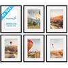 PHOTOLINI Set di 6 cornici per poster 30x40 cm con passe-partout 20x30 cm nero legno MDF, plexiglass infrangibile, da parete, accessori inclusi - per foto, immagini e poster
