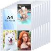 PLAPOT 100 Pack Tasche A4 Foto Maniche,Raccoglitore Carte,4 Scomparti,Porta Cartoline A4,Buste Trasparenti Cartoline Inserimento,per La Protezione di Foto,Documenti,Cartoline(10,8 x 15,2 cm)
