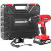 GREENCUT TD210L - Trapano avvitatore a batteria al litio 21V, utensile 2 in 1 con luce LED per illuminazione spot, colore rosso