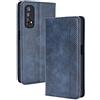 TANYO Cover Custodia Folio in Pelle per Oppo Realme 7 4G (Not for 5G Version), Premium PU/TPU Portafoglio Case con Slot per Schede, Flip Wallet Libro - Blu