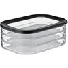 Mepal - Contenitore per Salumi Modula 3 strati - Contenitore con Coperchio per Frigorifero - Adatto per Conservare Pancetta e altri Prodotti a Base di Carne - 3x 500 ml - Black