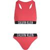 Calvin Klein Bambina Bikini Bralette Set con Fascia con Logo, Rosso (Deep Crimson Fruit), 14-16 Anni
